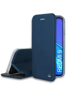 Xiaomi Redmi 9 Folio Clam Leather Case + 9H Tempered Glass - Blue | Ibroz