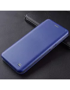 Xiaomi Redmi 9 Etui Cuir Folio Clam + Verre Trempé 9H - Bleu | Ibroz 2