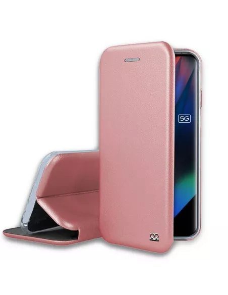 Oppo Find X3 Pro Folio Clam Leather Case + 9H Tempered Glass - Rose Gold...