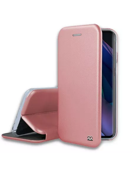 Oppo Find X3 Neo Folio Clam Leather Case + 9H Tempered Glass - Rose Gold...