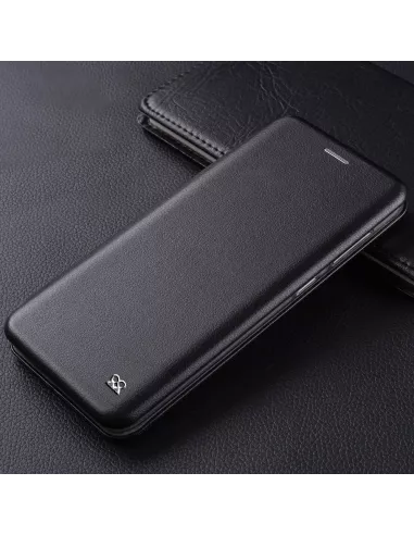 Oppo Find X3 Neo Leather Case Folio Clam + Tempered Glass 9H - Black | Ibroz