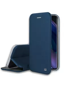 Oppo Find X3 Neo Leather Case Folio Clam + Tempered Glass 9H - Blue | Ibroz
