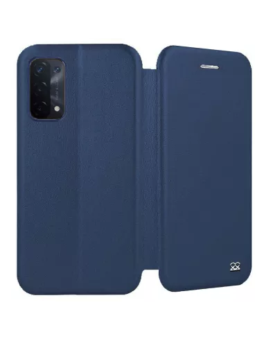 Oppo A54 Folio Clam Leather Case + 9H Tempered Glass - Blue | Ibroz