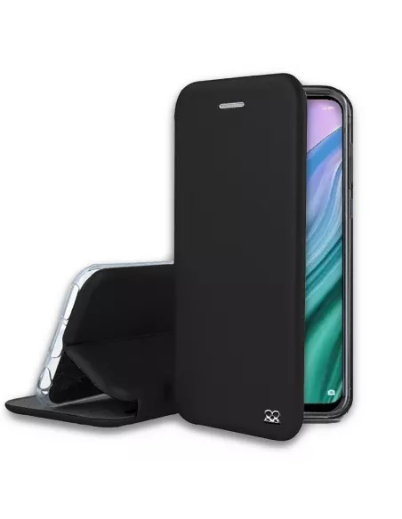 Oppo A54 Etui Cuir Folio Clam + Verre Trempé 9H - Noir | Ibroz