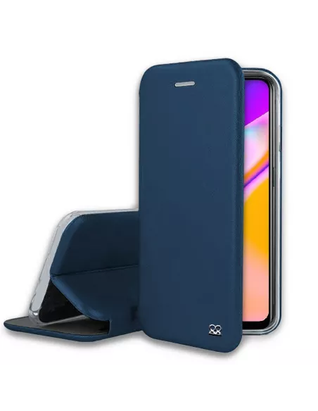 Oppo A94 Etui Cuir Folio Clam + Verre Trempé - Bleu | Ibroz