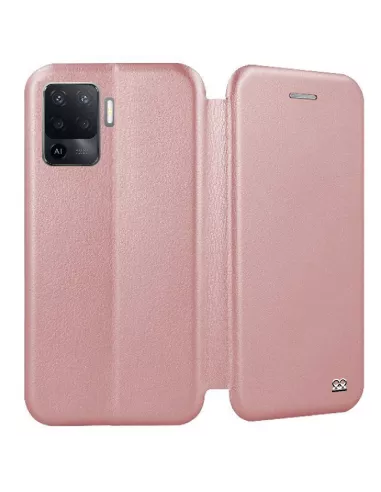 Oppo A94 Folio Clam Leather Case + Tempered Glass - Pink | Ibroz