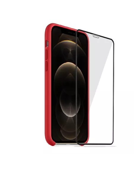iPhone 12 Pro Max Coque Liquid Silicone + Verre trempé - Rouge | Ibroz