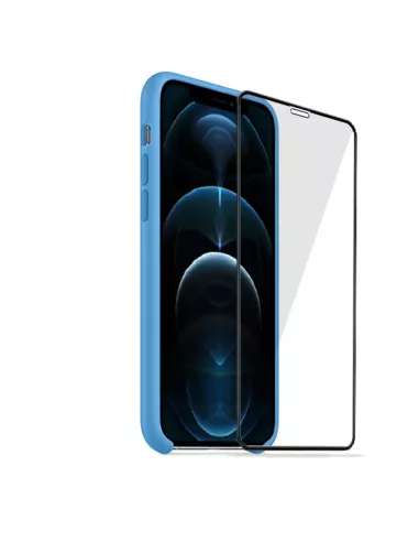 iPhone 12 Pro Max Liquid Silicone Case + Tempered Glass + Sky Blue ...