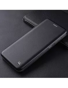 Xiaomi Redmi Note 10 Folio Clam Leather Case + 9H Tempered Glass - Black ... 2