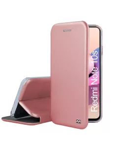 Xiaomi Redmi Note 10s Etui Cuir Folio Clam + Verre Trempé 9H - Rose...