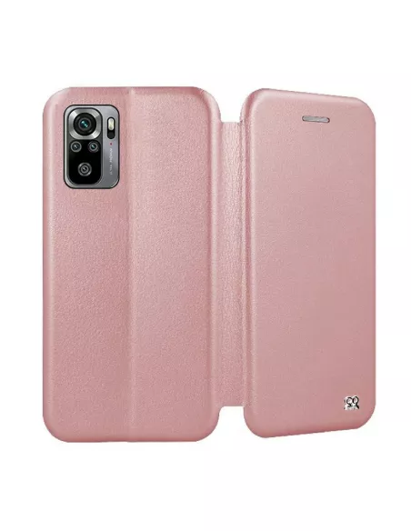 Xiaomi Redmi Note 10 Folio Clam Leather Case + 9H Tempered Glass - Pink ...