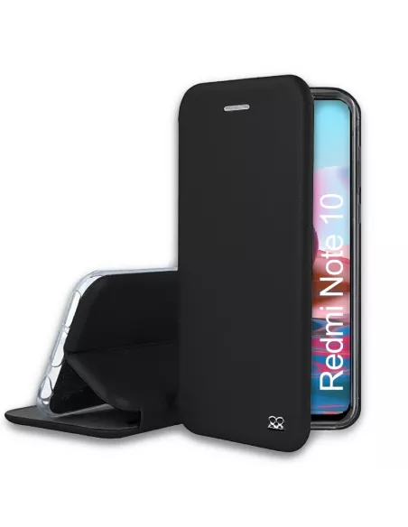 Xiaomi Redmi Note 10 Etui Cuir Folio Clam + Verre Trempé 9H - Noir ...