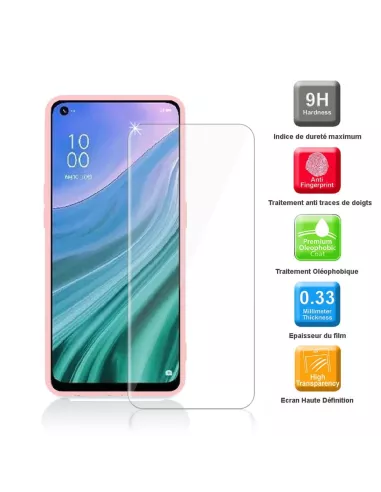 Oppo A54 Coque Liquid Silicone + Verre Trempé 9H - Rose | Ibroz