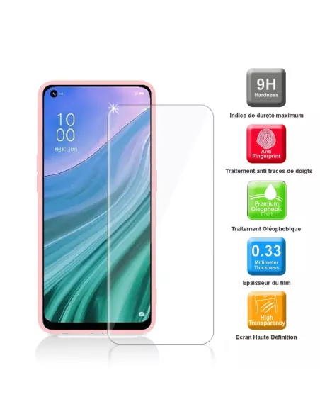 Oppo A54 Coque Liquid Silicone + Verre Trempé 9H - Rose | Ibroz