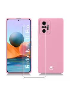 Xiaomi Redmi Note 10 PRO Coque Liquid Silicone Soft Touch rose + Ve...