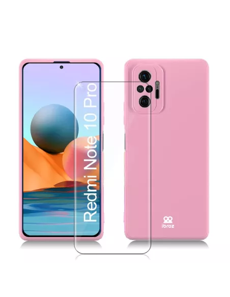 Xiaomi Redmi Note 10 PRO Coque Liquid Silicone Soft Touch rose + Ve...