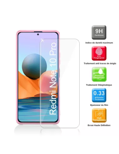 Xiaomi Redmi Note 10 PRO Coque Liquid Silicone Soft Touch rose + Ve...