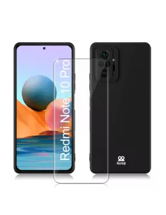 Xiaomi Redmi Note 10 PRO Coque Liquid Silicone Soft Touch noir + Ve...