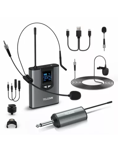 Wireless UHF Microphone Transmitter Receiver Kit for smartphone, app...
