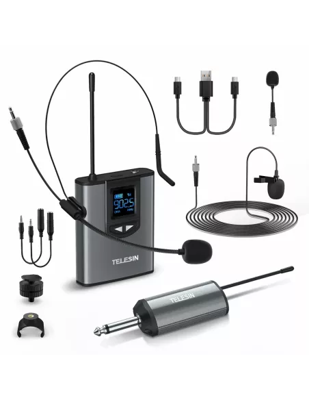 Kit Microphone Emetteur Recepteur UHF sans fil pour smartphone, app...