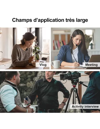 Kit Microphone Emetteur Recepteur UHF sans fil pour smartphone, app...