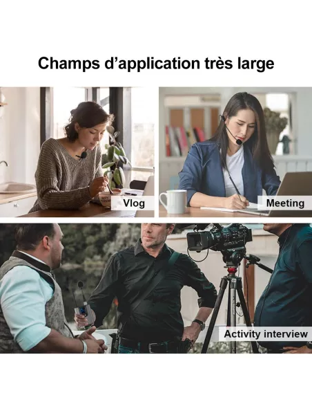 Kit Microphone Emetteur Recepteur UHF sans fil pour smartphone, app...