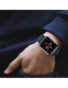 Bracelet en Cuir véritable Apple Watch 7, 6, SE, 5, 4, 3 - Bleu Mar... 2