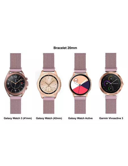 Bracelet maille milanaise acier Samsung / Huawei Watch - Rose Gold ...