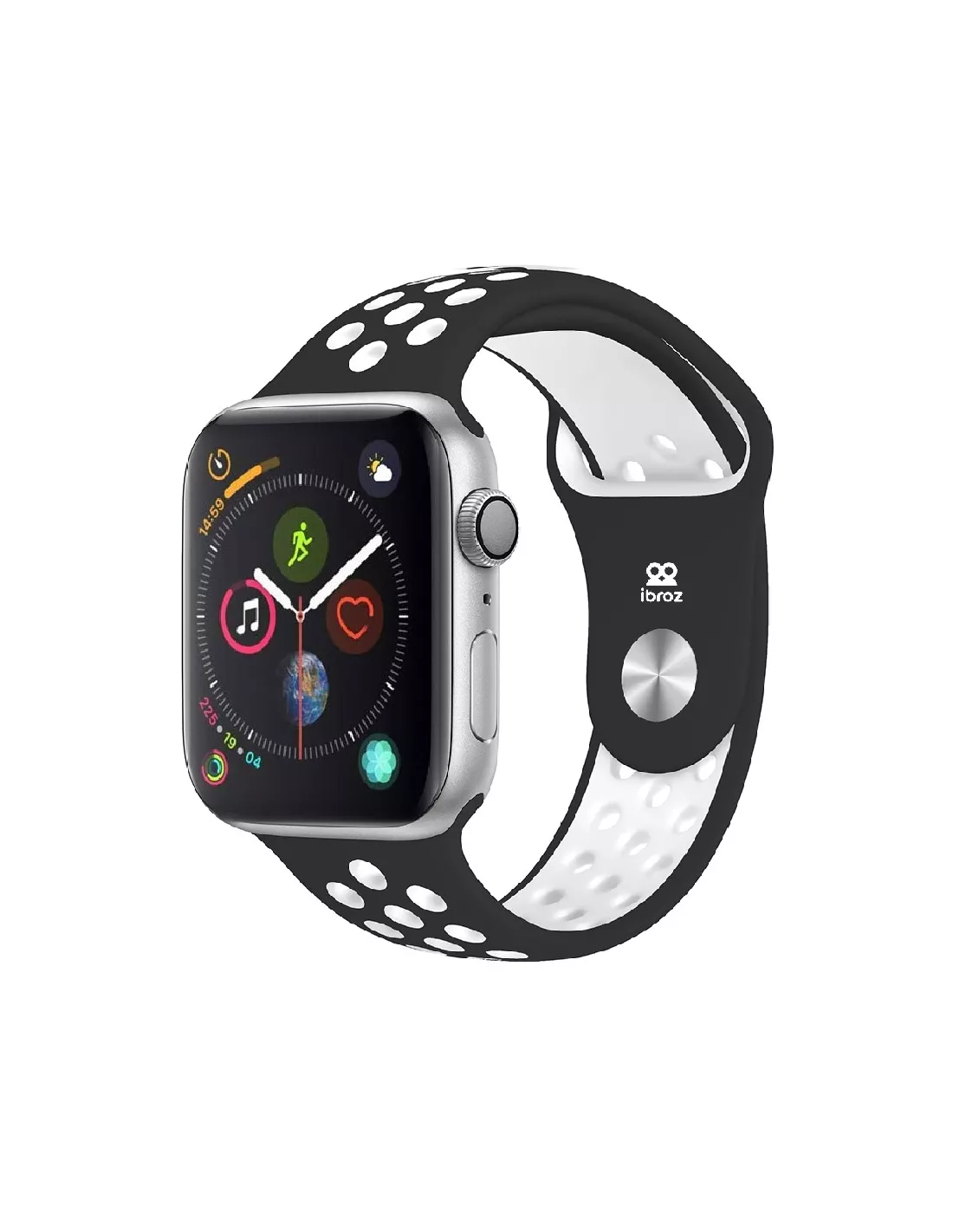 Bracelet Sport Apple Watch 6, SE, 5, 4, 3 Noir/Blanc